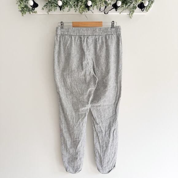 J Crew Striped Linen Blend Drawstring Gray and White Striped Pants Size 8T KD - Picture 2 of 3